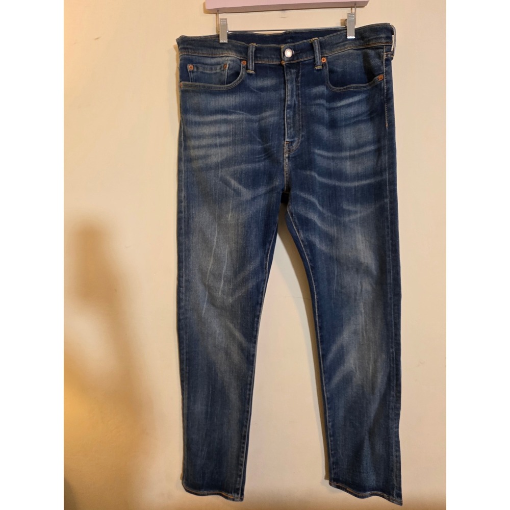 Levis 522 Slim Taper Jeans Mens 36x34 Medium Wash Blue Denim 16882-0085 Whiskers